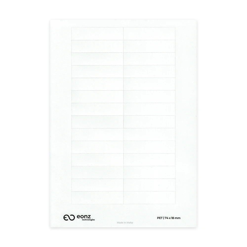 A4 PET Label Sheet 74mm x 18mm
