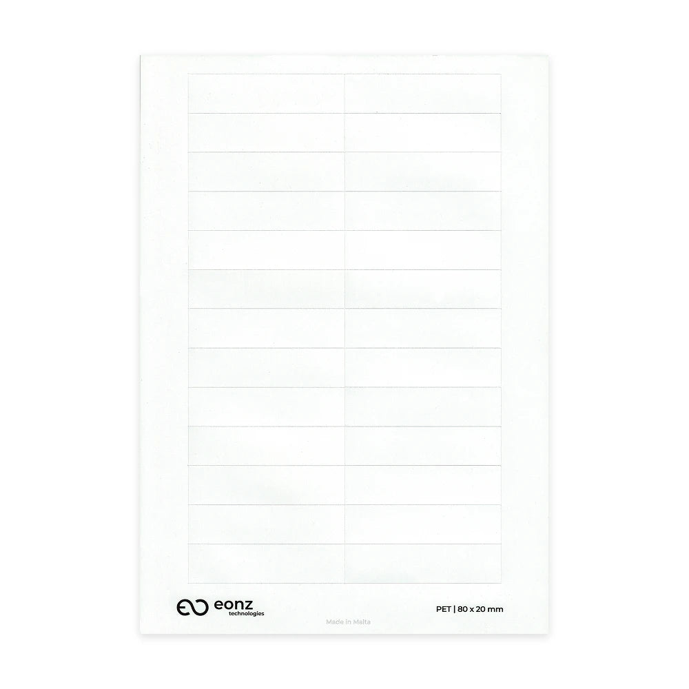 A4 PET Label Sheet 80mm x 20mm