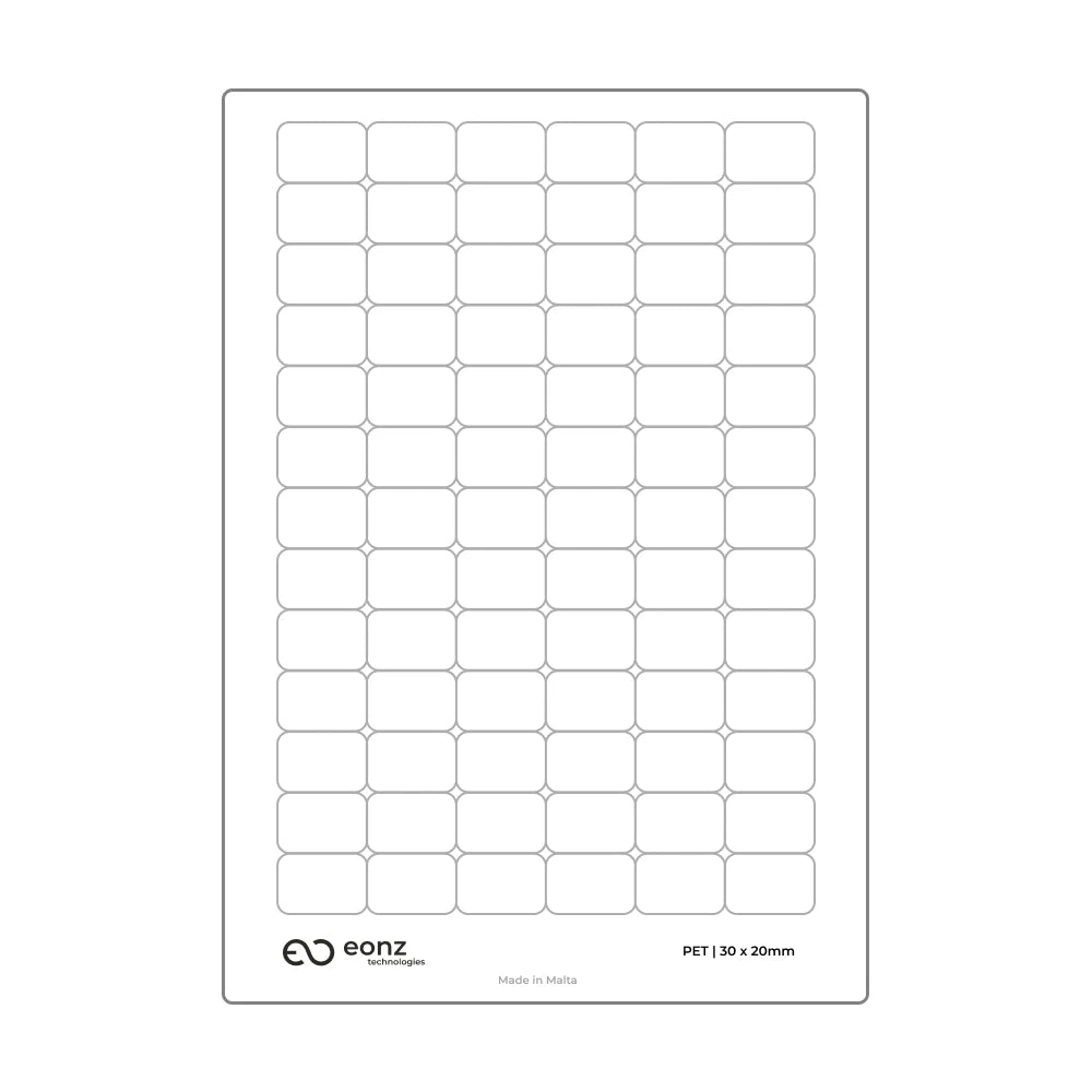 A4 PET Label Sheet 30mm x 20mm