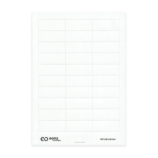 A4 PET Label Sheet 60mm x 25mm