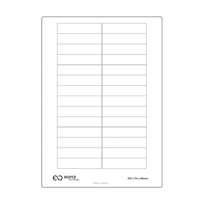 A4 PET Label Sheet 74mm x 18mm