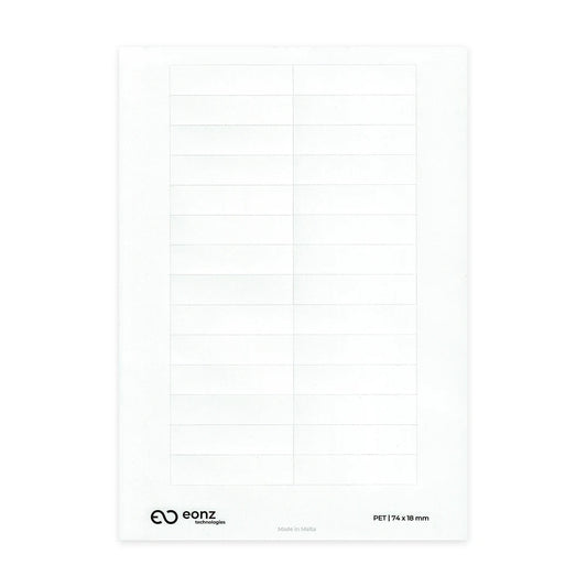 A4 PET Label Sheet 74mm x 18mm