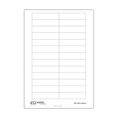 A4 PET Label Sheet 80mm x 20mm