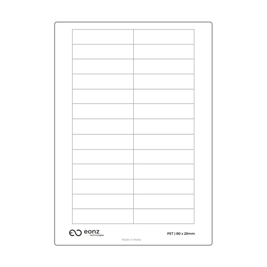 A4 PET Label Sheet 80mm x 20mm
